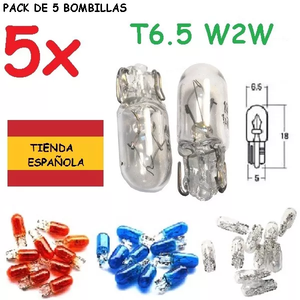 5x BOMBILLA HALOGENA T6.5 1.7W W2W COCHE MOTO TABLERO RELOJ CUADRO MARCADOR