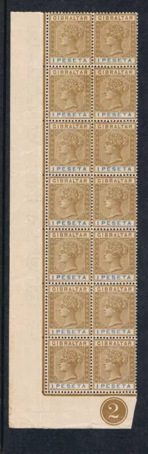 gibraltar QV 1p u/m plate block of 14 1889 sg31