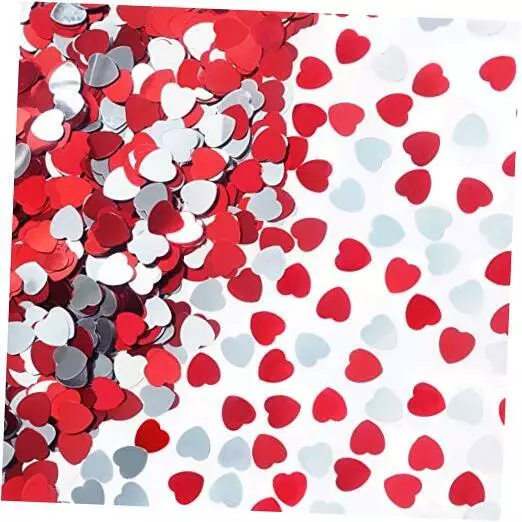 Red Love Heart Valentines Party Table Confetti - Bachelorette Red Silver Heart1