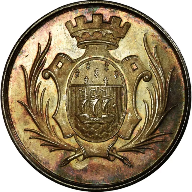 [#717159] France, Médaille, Savings Bank, Caisse d'Epargne de Nantes, 1821, SUP,