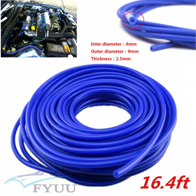 Auto Car 4mm Blue Silicone Vacuum Tube Hose Pipe Silicon Tubing 16.4ft 5 Meters