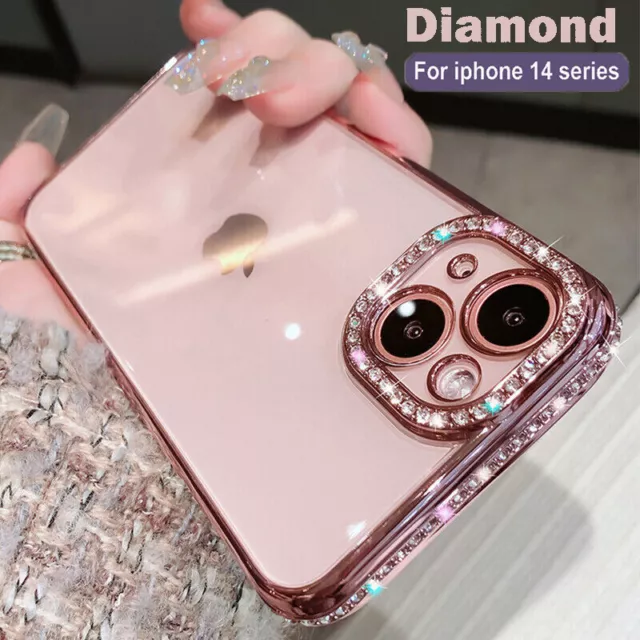 Handyhülle für iPhone 14 13 12 Pro Max 14 11 Glitzer Diamant klare Silikonhülle