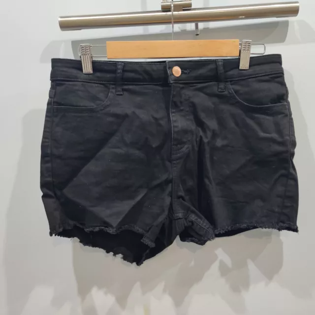 Miss Selfridge Denim Cotton Hot Pants Shorts Size 12  Black