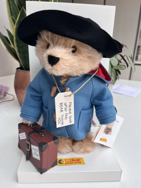 Steiff Paddington Bear Limited Edition 1500 354724 2007 With Box COA & Suitcase