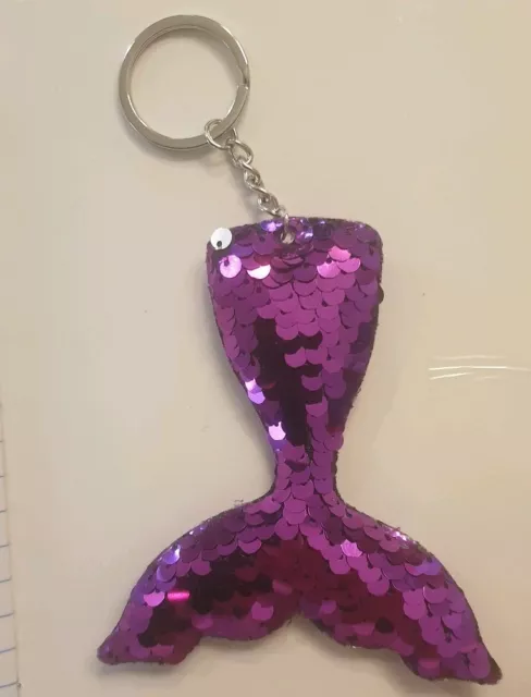 1PC Mermaid Sequins Keychain Keyring Bag Accessories Pendant Purple colour
