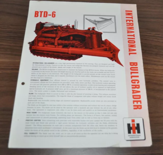 1956 International Harvester BTD-6 Diesel Crawler Bullgrader Brochure
