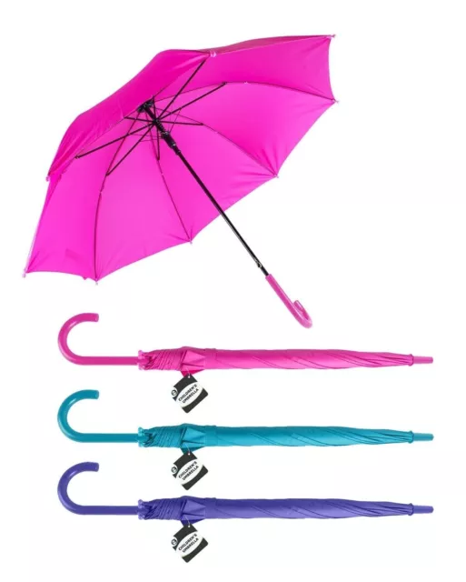 Childrens Umbrella Boys Girls Brolly School Travel Kids Outdoor Rain Colourful