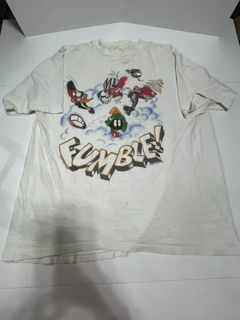 VTG 1993 T Shirt XL Warner Bros “Fumble” Marvin Martian Daffy Bugs Devil Unique