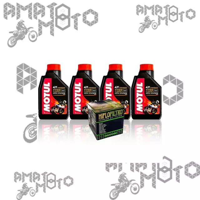 Kit Tagliando 4 Litri Olio Motore Moto Motul 7100 10W50 104097 + Filtro