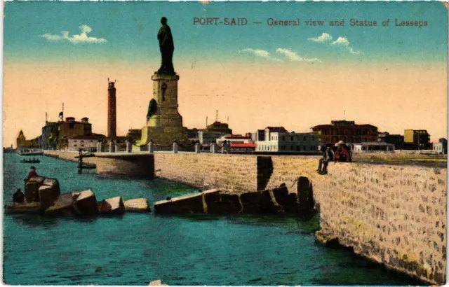 CPA AK PORT-SAID General View and Statue of Lesseps EEGYPT (1324041)