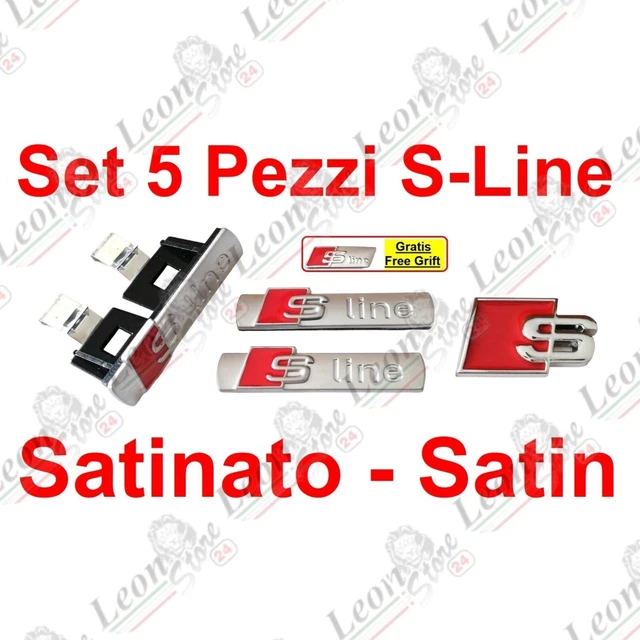 Kit 5 pz per Audi S-Line Satinato 3D adesivo logo badge Fregio A1 A3 A4 A5 Q3 Q5