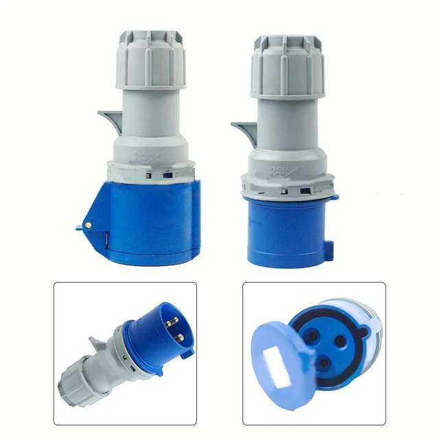 Presa E Spina Industriale Blu MASO 16A 220V IP44 - Connettore A Muro 3 Pin 2P+T Maschio/femmina Per Cantieri E Officine