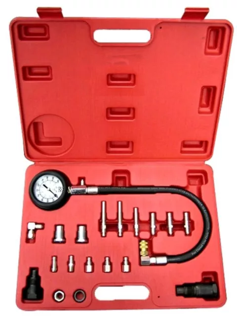 VEVOR Testeur Compression avec 9 Kits d'Adaptateurs Compressiomètre Moteurs  à Essence Jauge 0-300 psi Outil Diagnostic Cylindre Moteur pour Voiture