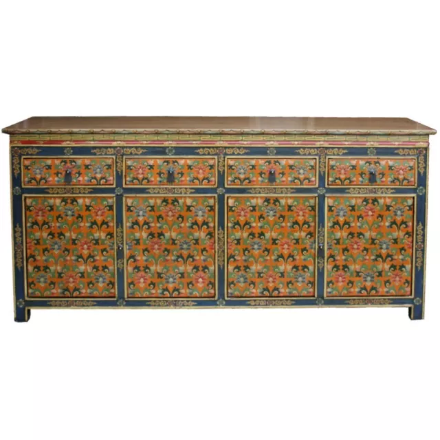 Tibetan Large Sideboard Cabinet w/Painted Flora (43-017)