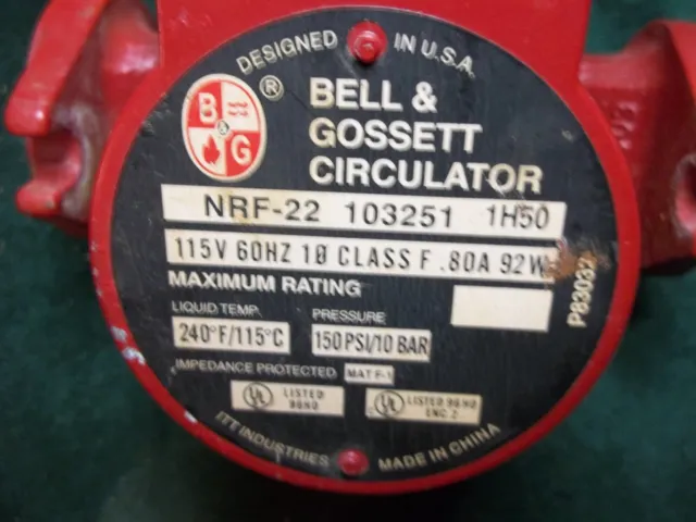 New BELL & GOSSETT Circulator NRF-22 103251 1H50 New Old Stock ~ Aisle J