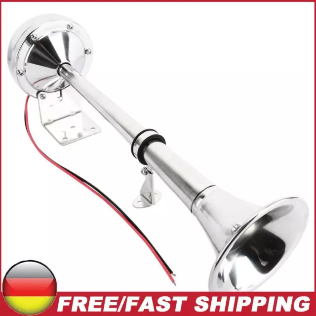 12V Electric Air Horn Stainless Steel Low Loud Single Trumpet for Ship Trailer