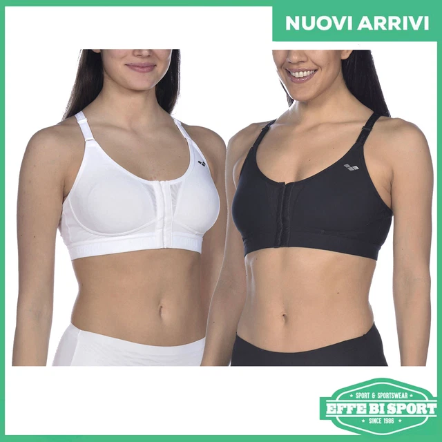 Reggiseno sportivo Arena Flora donna palestra top sportivo bianco e nero corsa