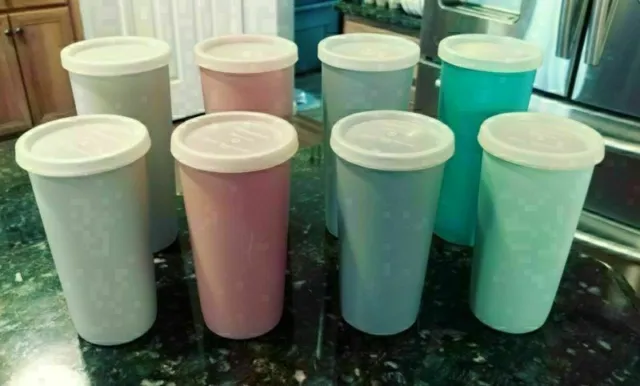 Vintage Tupperware #1320 8oz Tumbler Cups Lot Of 3 Harvest Colors