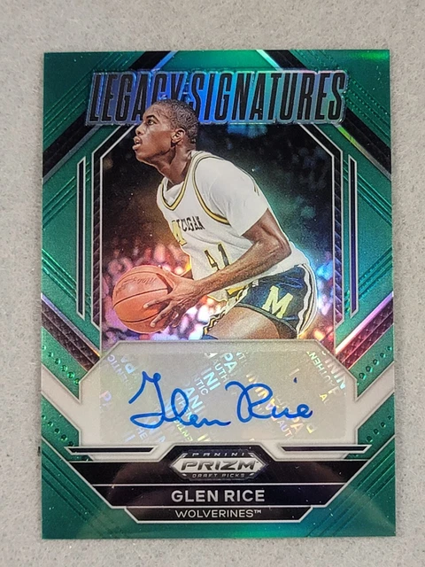 AUTOGRAPHE GLEN RICE 2023 Panini Prizm Draft choix signatures héritées ...