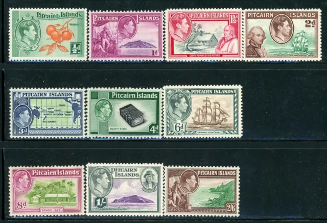 PITCAIRN ISLANDS 1-8 SG1-8 MNH(9)+MLH(1) 1940-51 KGVI Definitive set of 10 CV$67