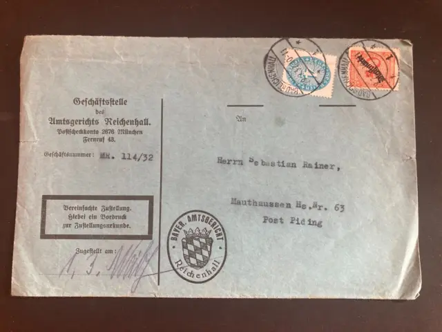 D103 MiF + D127 Geschäftsstelle Amtsgerichts Bad Reichenhall Mauthaussen 1932