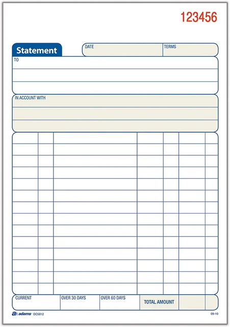 Adams Statement Book, 2-Part Carbonless, White/Canary, 5-9/16 X 8-7/16 Inches, 5