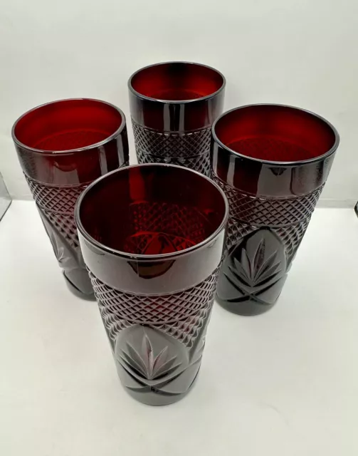 Luminarc Cristal D'Arques Durand Antique Ruby Red Set of 4 Tumbler Glass France