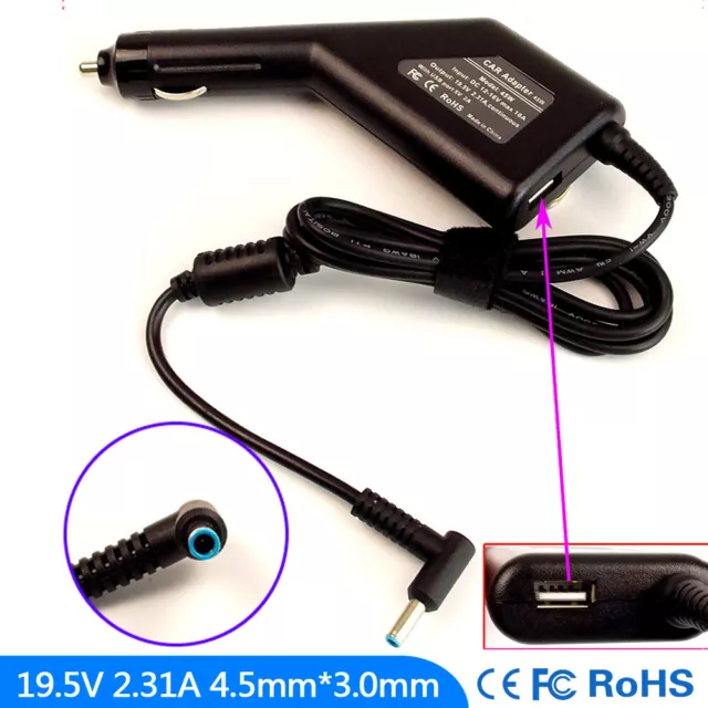 Laptop DC Adapter Car Charger USB Power for HP Pavilion 15-AB010AX 15-AB010TX