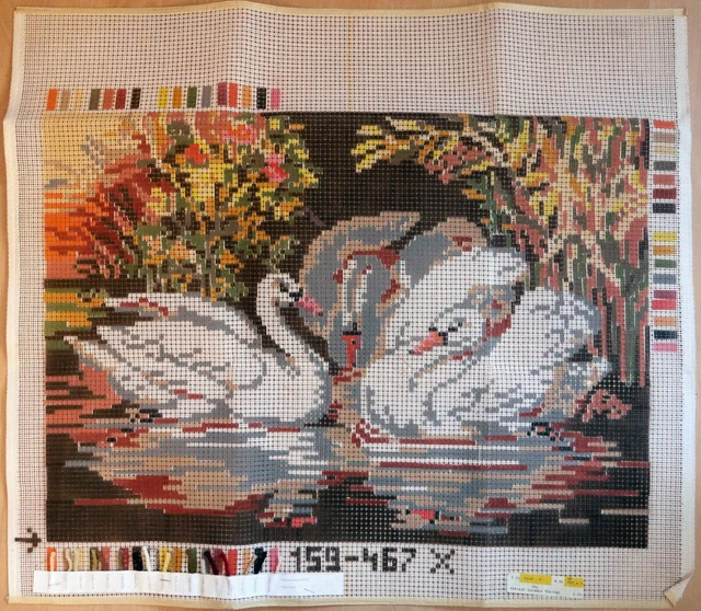 Junghans Knüpfbild, Knüpfteppich "Schwanenidyll" - ca. 70 x 50 - NEU