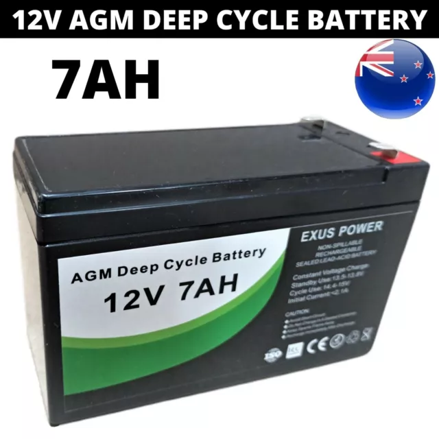 12V 7Ah AGM Deep Cycle Battery rechargeable SLA Alarm Same Size as 12V 7.2Ah 9Ah