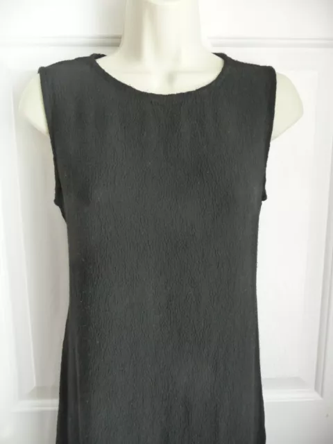 Eileen Fisher Dress M Black Sleeveless Crinkled Rayon Tie on Back Maxi Long BOHO 3