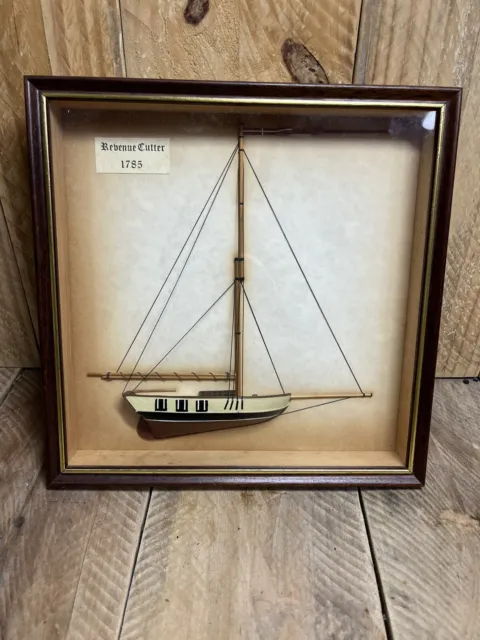 Revenue Cutter 1785 Half Hull Framed Art Ship Nautical Vintage Model