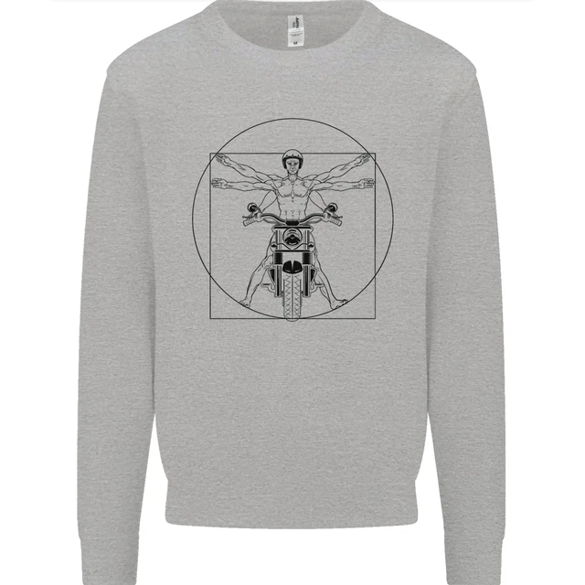 Vitruvian Biker Motorcycle Motorbike Mens Sweatshirt Jumper