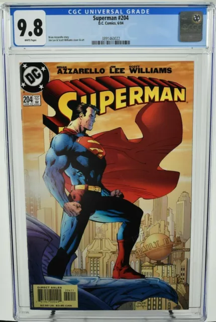 SUPERMAN 204 CGC 9.8 NM 2004 White Pages JIM LEE SCOTT WILLIAMS BRIAN AZZARELLO