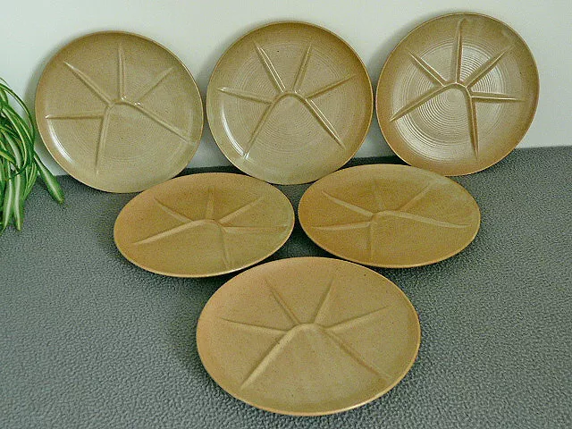 LOT2 6 ASSIETTES PLATES À FONDUE CRUDITÉS EN GRÈS VILLAGE CNP FRANCE DIAM 24,5cm