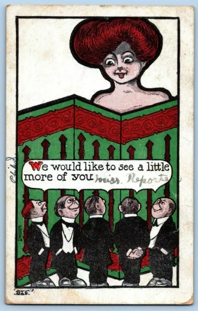 UDB Antique Comic Postcard~ Risque~ We Would Like To See A Little More Of You