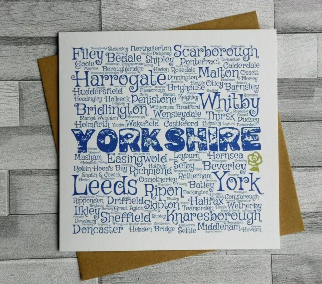 Yorkshire Towns and Villages Tourist Souvenir Blank Birthday Greeting Card