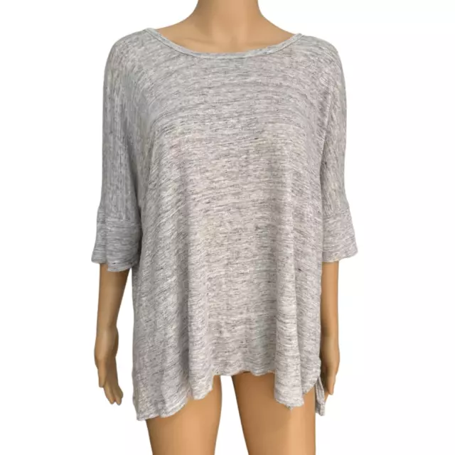 KAREN BY KAREN Kane oversized boxy fit gray shirt top blouse 100% linen ...