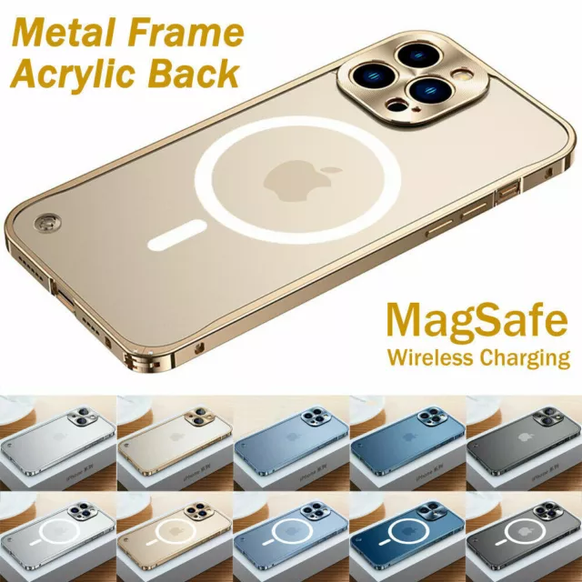 Für iPhone 14 13 12 Pro Max MagSafe Handyhülle Metall Matt Klar Schutzcase Cover
