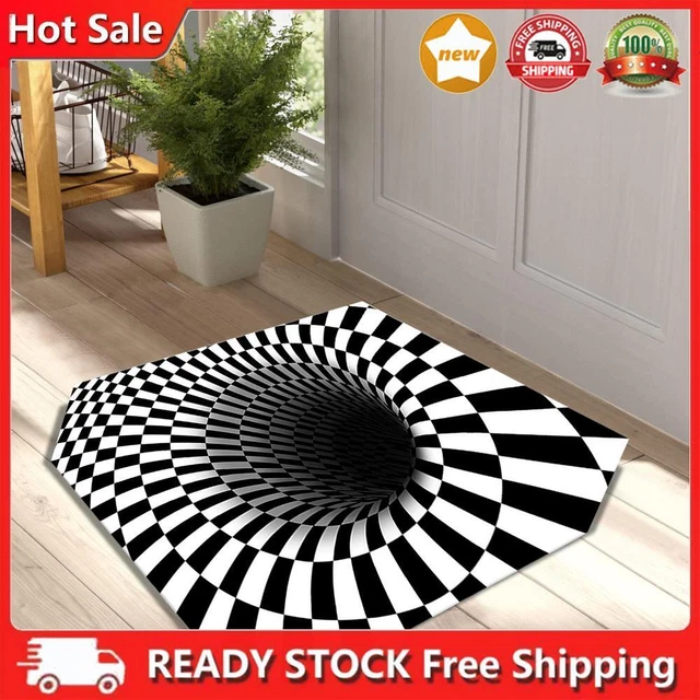 3D Stereo Geometry Vision Trap Rug Crystal Velvet Super Soft Durable for Bedroom
