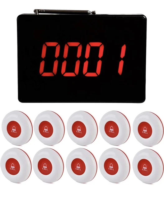 Sistema de llamadas inalámbrico para clientes sistema de buscapersonas de pacientes con 10 piezas impermeable