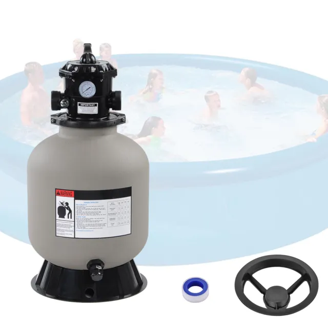 16" Swimming Pool Pump Sand Filter Above Inground Pond Fountain Fit 0.35-0.75HP