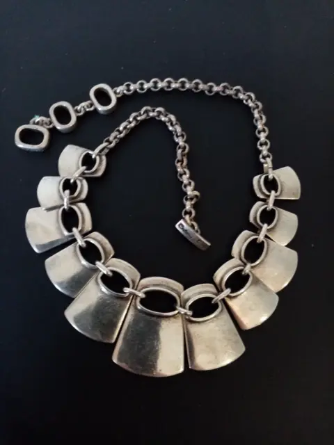 Ciclon, Madrid, collier moderniste en plaqué argent ,maille jaseron, réglable