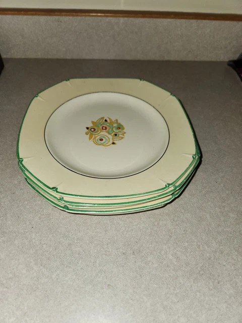 Set of 5 Vintage Baker & Co England Art Moderne Floral Pattern Salad Plates