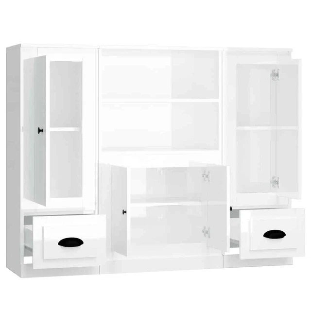 AX Credenza 3 Mobiletti Bianco 132x35.5x103.5cm Minimalista Soggiorno 0k 3185313