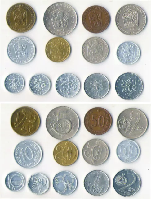 CHECOSLOVAQUIA Y REPÚBLICA CHECA, lote de 13 monedas diferentes