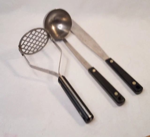 Flint Arrowhead Lot Of 3 Vintage Stainles Steel Potato Masher Soup Ladle Spreade Flint Arrowhead Lot Of 3 Vintage Stainles Steel Potato Masher Soup Ladle Spreade