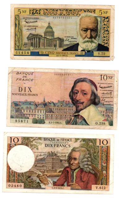 France - Frankreich Lot de 3 Billets