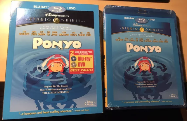 Ponyo (Blu-ray/DVD, 2010, 2-Disc Set) NEW SEALED W/slipcover Studio Ghibli Anime