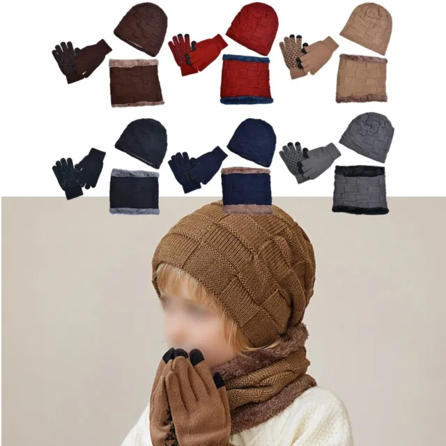 Chapeau bonnet tricoté écharpe gants combo accessoires d'hiver pour 4 10 ans